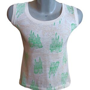 Small Vintage T-shirt Tank Top Sleeveless Green Bicycle Print Single Stitch